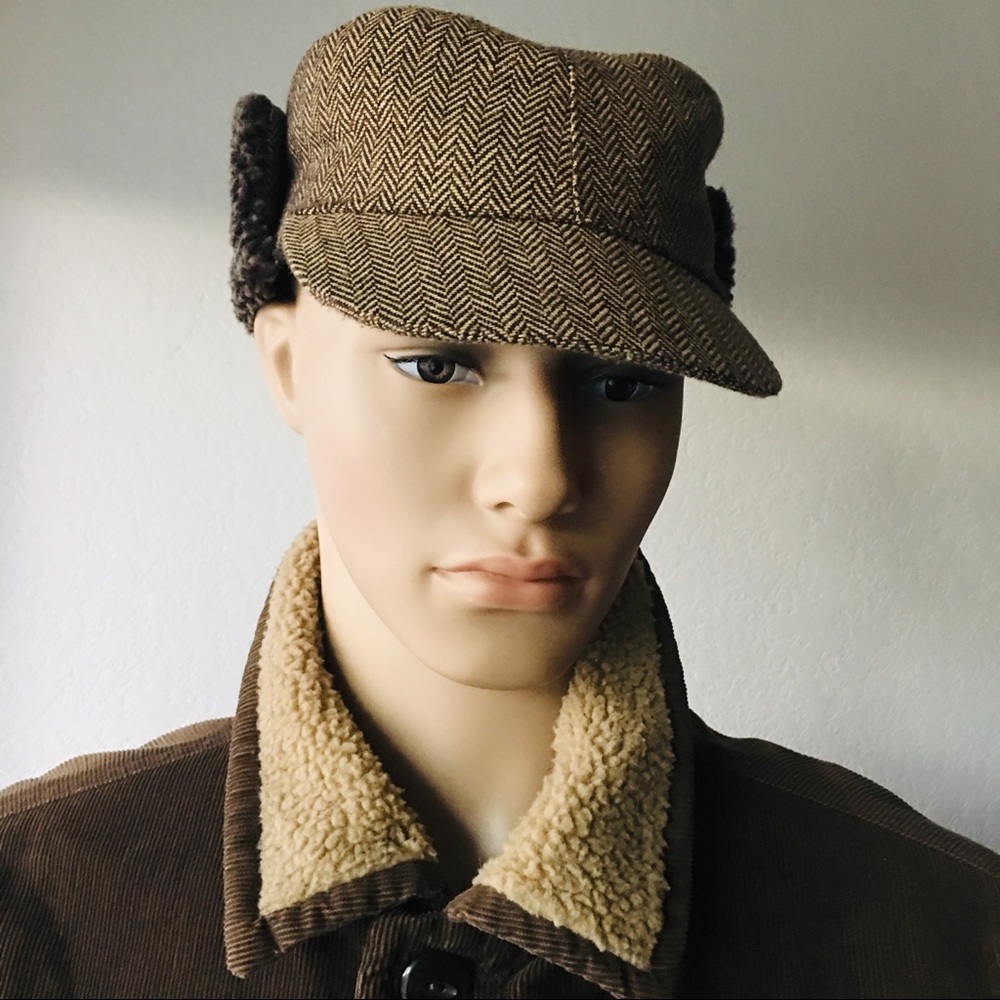 Amicale Houndstooth Faux Fur Hat Sz S/M